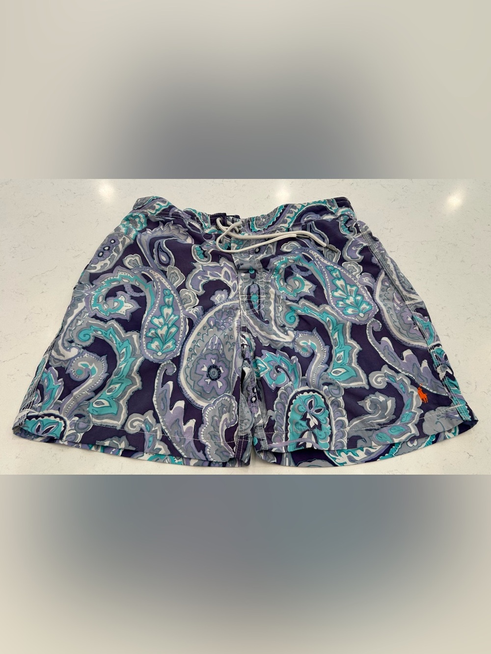 Polo Ralph Lauren Swim Trunks Mens Medium Pony Beach Shorts Purple Orange